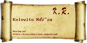 Kolovits Róza névjegykártya
